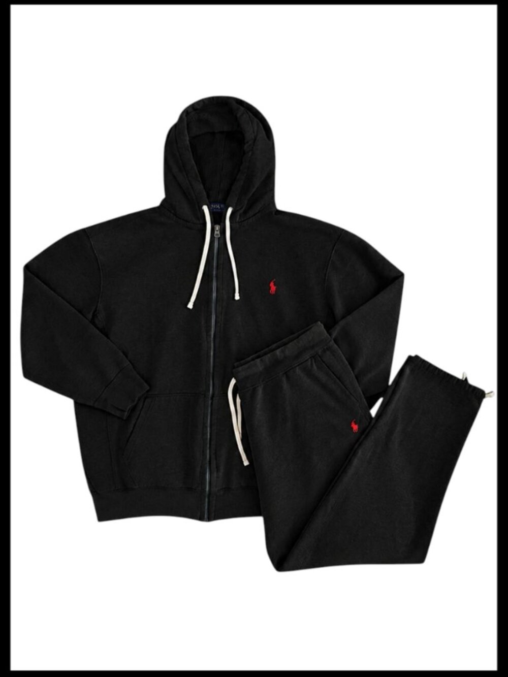 Polo Ralph Lauren Men's Fleece Tracksuit Set Black Full Zip Big & Tall XLT LT - Picture 2 of 13